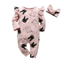 Load image into Gallery viewer, Newborn Clothes Baby Girls Romper Hearts Print Cotton Long Sleeve Jumpsuit and Headband Set