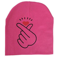 Load image into Gallery viewer, Modern Baby Hat Cute Ear Cotton Girls Cap Scarf Infant Hats Finger love Kids Boys Knitted Cap Winter hat I love mama/pap Cap