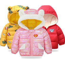 Load image into Gallery viewer, Infant Baby Hooded Warm Jackets For Baby Girls and Baby Boys For WInter In Modern New Luxury Shiny Design