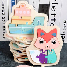 Load image into Gallery viewer, Wooden Children Colorful Animal Stevvex Puzzle for Toddler Creative Puzzle Early Educational Toys for Boys and Girls 2-4