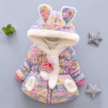 Load image into Gallery viewer, Luxury Newborn Children Plus Cute Hooded Cotton Jacket Infant Clothing for Baby Girls In Elegant Colorful Design For Winter