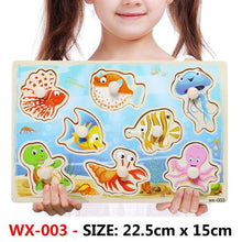 Load image into Gallery viewer, New Hand Grab Board Wooden Puzzle Toys for Children Cartoon Animal Fruit Kids Baby Early Educational Learning Toy