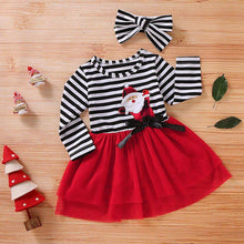 Load image into Gallery viewer, Newborn Baby Girls Long Sleeve Christmas Santa Striped Skirt Dress Outfits Unique Design