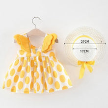 Load image into Gallery viewer, Modern Luxury Baby Girl Summer Party Clothing Cherry Dot Princess Dresses Bow Hat Outfits For Girls