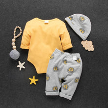 Load image into Gallery viewer, Autumn and Winter Cotton Lion Casual Baby Bodysuit Pants Hat Suit Pajamas Set OFr Boys And Girls Kids
