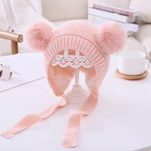 Load image into Gallery viewer, Handmade Modern Trend Winter Christmas Knitted Baby Hat Cute Double Pompom Infant Baby Boy Girl Cap Ear Protection Hats Kids Children Cap
