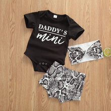 Load image into Gallery viewer, Newborn Infant Baby Girls Clothes Sets Shorts Sleeve Romper Tops , Shorts , Headband InElegant Modern Design For Daddys Girl
