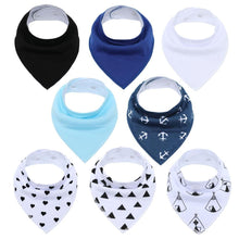 Load image into Gallery viewer, 8PCS/SET Comfortable Colorful 100% Organic Cotton Adjustable Snaps Bandana Saliva Bibs For Baby Boys & Girls Kids