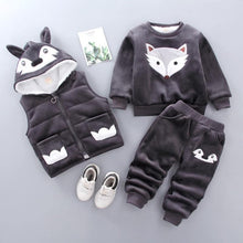 Load image into Gallery viewer, Modern Fashion Cotton Thick Warm Casual Hooded Sweater Cartoon Cute Bear Three-piece Suit For Baby Boy & Girl