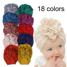 Load image into Gallery viewer, Handmade Pleated Flower Babies' Knitted Cotton Cloth Turban For Baby Girls In Elegant Style