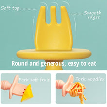 Load image into Gallery viewer, Big Baby Feeding Unique Spoon And Fork Set Soft Silicone Feeding Flatware Safe Training Spoon For Baby Girls And Boys