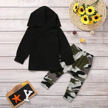 Load image into Gallery viewer, Baby Boy Letter Hoodie T-Shirt Tops and Camo Pants Outfits In Modern New Printed Style For Kids
