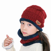 Load image into Gallery viewer, Knitted Baby Hats Cap and Scarf Turban Beanie Cotton Warm Wool Fur Caps Soft Hat For Childern Girl And Boys