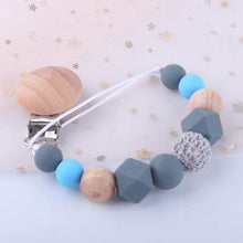 Load image into Gallery viewer, Modern Handmade Chain Wooden Holder For Pacifier Clips Leash Strap Nipple Holder For Infant Feeding For Baby