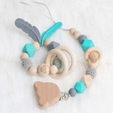 Load image into Gallery viewer, Modern Wood Pacifier Clip Chain Holder Nipples Pacifier Clips Pacifier Teether Teething Toy Cartoo Wooden Bracket For Pacifier For Kids