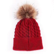 Load image into Gallery viewer, Infant Baby Boy Girl & Mom Winter Knit Warm Soft Beanie Hat Hairball Cap for Adult Children Family Matching Caps Hats
