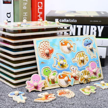 Load image into Gallery viewer, New Hand Grab Board Wooden Puzzle Toys for Children Cartoon Animal Fruit Kids Baby Early Educational Learning Toy