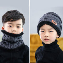 Load image into Gallery viewer, Knitted Baby Hats Cap and Scarf Turban Beanie Cotton Warm Wool Fur Caps Soft Hat For Childern Girl And Boys