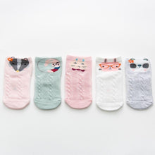 Load image into Gallery viewer, 5 Pairs Thin Combed Cotton Cute Animal Baby Socks Mesh Short Socks For Newborns Boys & Girls