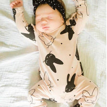 Load image into Gallery viewer, Modern Baby Girls Romper Cartoon Rabbit Pattern Cotton Long Sleeve Jumpsuit+Headband Outfits Set Jumpsuit With Bow