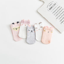 Load image into Gallery viewer, 5 Pairs Thin Combed Cotton Cute Animal Baby Socks Mesh Short Socks For Newborns Boys & Girls