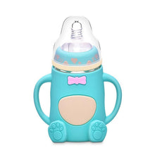 Load image into Gallery viewer, Infant Cartoon Baby Cute Feeding Glass Bottle Safe Silicone Milk Bottle With Handle Newborn Drink Training Colorful Feeding Bottles