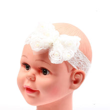 Load image into Gallery viewer, Handamde Baby Headband Bow-knot Handmade Hair Accessories Lace Chiffon Pearl Elastic Bow for Baby Girls