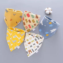 Load image into Gallery viewer, Trend 5PCS/SET Pack Baby Cotton Cartoon Saliva Towel Bandana Bibs For Baby Feeding Accessory For Baby Kids