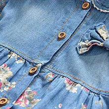 Load image into Gallery viewer, Modern Floral Print Bowknot Princess Jeans Short Sleeve Costume Kids Dresses For Girls