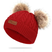 Load image into Gallery viewer, New Fashion Children Winter Hats Baby Kids Girl Solid Knitted Beanies Caps Hair thick ball And Modern Gloves