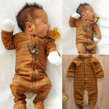 Load image into Gallery viewer, Newborn Infant Baby Girl and Boy Long Sleeve Romper Wrap Foot Jumpsuit For Baby In Brown Design