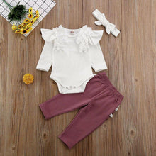 Load image into Gallery viewer, 3PCS/SET Toddler Baby Girl Clothes Romper Top Ruffle Pants Trousers Outfit Autumn Winter Season Styoe For Girls Baby Kids