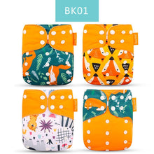 Load image into Gallery viewer, 4pcs/set Washable Eco-Friendly Cloth Diaper Cover Adjustable Nappy Cloth Diapers Cloth Nappy For Baby Boys and Grils Baby