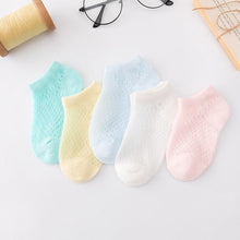 Load image into Gallery viewer, 5 Pairs Thin Combed Cotton Cute Animal Baby Socks Mesh Short Socks For Newborns Boys & Girls