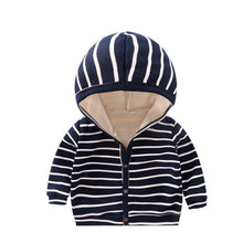 Load image into Gallery viewer, Baby Spring Autumn Striped Cardigan Button Velvet Lining Clothes Newborn Long Sleeves Coat/Jacket For Boys and Girls