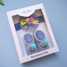Load image into Gallery viewer, Baby Newborn Solid Color Lace Baby Bowknot Socks & Princess Cute Baby Socks Hair Band Set FOr Girls Baby In Modern Design
