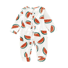 Load image into Gallery viewer, Newborn Toddler Watermelon Print Romper With Long Sleeve Wrapped Foot Jumpsuit For Babies