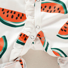 Load image into Gallery viewer, Newborn Toddler Watermelon Print Romper With Long Sleeve Wrapped Foot Jumpsuit For Babies