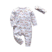 Load image into Gallery viewer, Newborn Clothes Baby Girls Romper Hearts Print Cotton Long Sleeve Jumpsuit and Headband Set