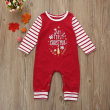 Load image into Gallery viewer, Toddler Christmas Party Rompers Jumpsuit Striped Long Sleeve Set Outfit For Baby Kids