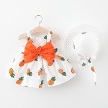 Load image into Gallery viewer, Luxury Modern Elegant Summer Bow Print Dress With Hat 2 piece Baby Clothes Suits Newborn Toddler Dress
