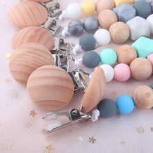 Load image into Gallery viewer, Modern Handmade Chain Wooden Holder For Pacifier Clips Leash Strap Nipple Holder For Infant Feeding For Baby