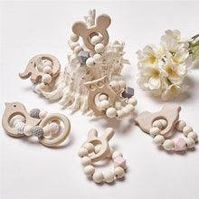 Load image into Gallery viewer, Modern Baby Silicone Wooden Nursing Bracelets Wood Teether Silicone Beads Teething Wood Rattles Toys for Baby