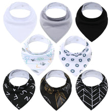 Load image into Gallery viewer, 8PCS/SET Comfortable Colorful 100% Organic Cotton Adjustable Snaps Bandana Saliva Bibs For Baby Boys & Girls Kids