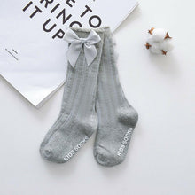 Load image into Gallery viewer, Baby Girls Big Bow 100% Cotton Knee High Long Soft Cotton Lace Baby Socks Bowknot Socks