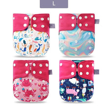 Load image into Gallery viewer, Modern Eco-friendly Diaper New 4pcs/set Washable Coffee Mesh Cloth Diaper Cover Adjustable Nappyies For Kids