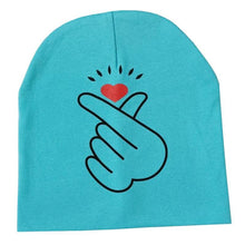Load image into Gallery viewer, Modern Baby Hat Cute Ear Cotton Girls Cap Scarf Infant Hats Finger love Kids Boys Knitted Cap Winter hat I love mama/pap Cap