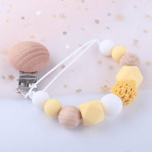 Load image into Gallery viewer, Modern Handmade Chain Wooden Holder For Pacifier Clips Leash Strap Nipple Holder For Infant Feeding For Baby