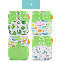 Load image into Gallery viewer, 4pcs/set Washable Eco-Friendly Cloth Diaper Cover Adjustable Nappy Cloth Diapers Cloth Nappy For Baby Boys and Grils Baby