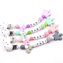 Load image into Gallery viewer, Lemon Comeon Baby's NamePacifier Clips Holder Dinosaur Silicone Beads Teething Chain for Baby